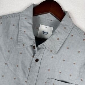 Katin Mens Large Short Sleeve Button Up Shirt Diamond Print AOP Chest Pocket